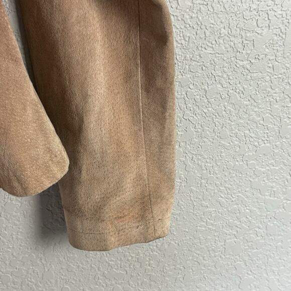 Vintage 90s Y2K Genuine Suede Leather Blazer Jacket Western Grunge Tan Size L - Picture 8 of 9